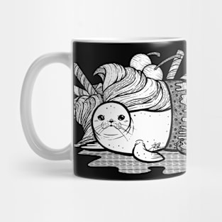 Sundae Seal Line Art Illustration Mug